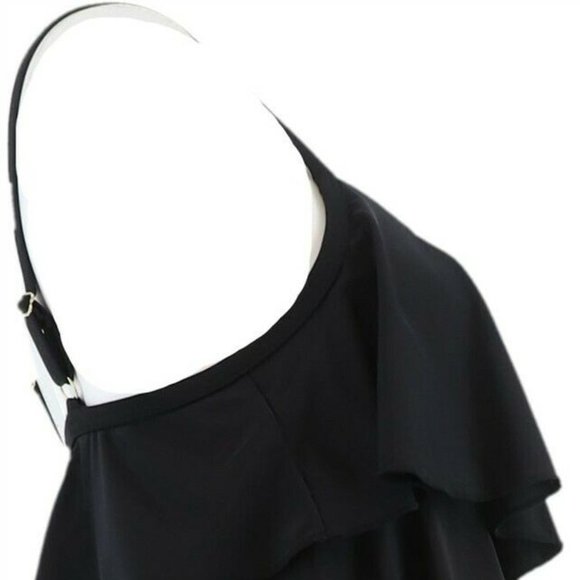 Fit 4 U V-Tiered Romper Swimsuit Black 8 - Picture 2 of 8